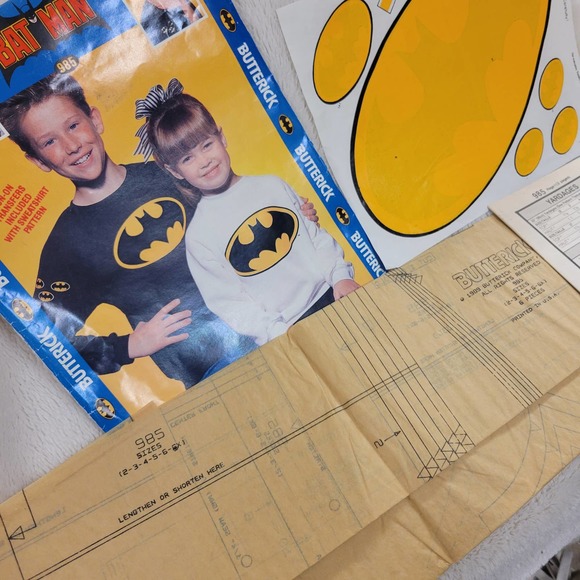 VTG Butterick 1989 BATMAN Iron-On Transfer Kids Sweatshirt Pattern #985✨️NIP - Picture 12 of 16